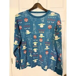 Hanna Andersson Adult Unisex Mandalorian Grogu Holiday Star Wars Pajama Shirt M